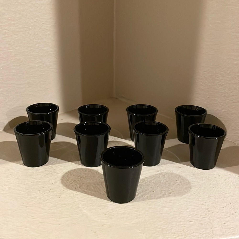 Vintage Mikasa Elegance Elegant Midnight Black Shot Glasses- Bundle of 9